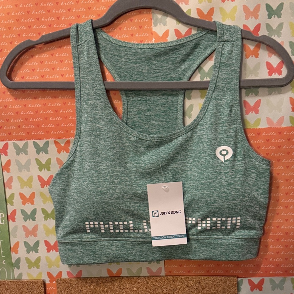 ⭐️NWT July’s Song Green Athletic Sports Bra with Removable Padding Size L⭐️3/$25